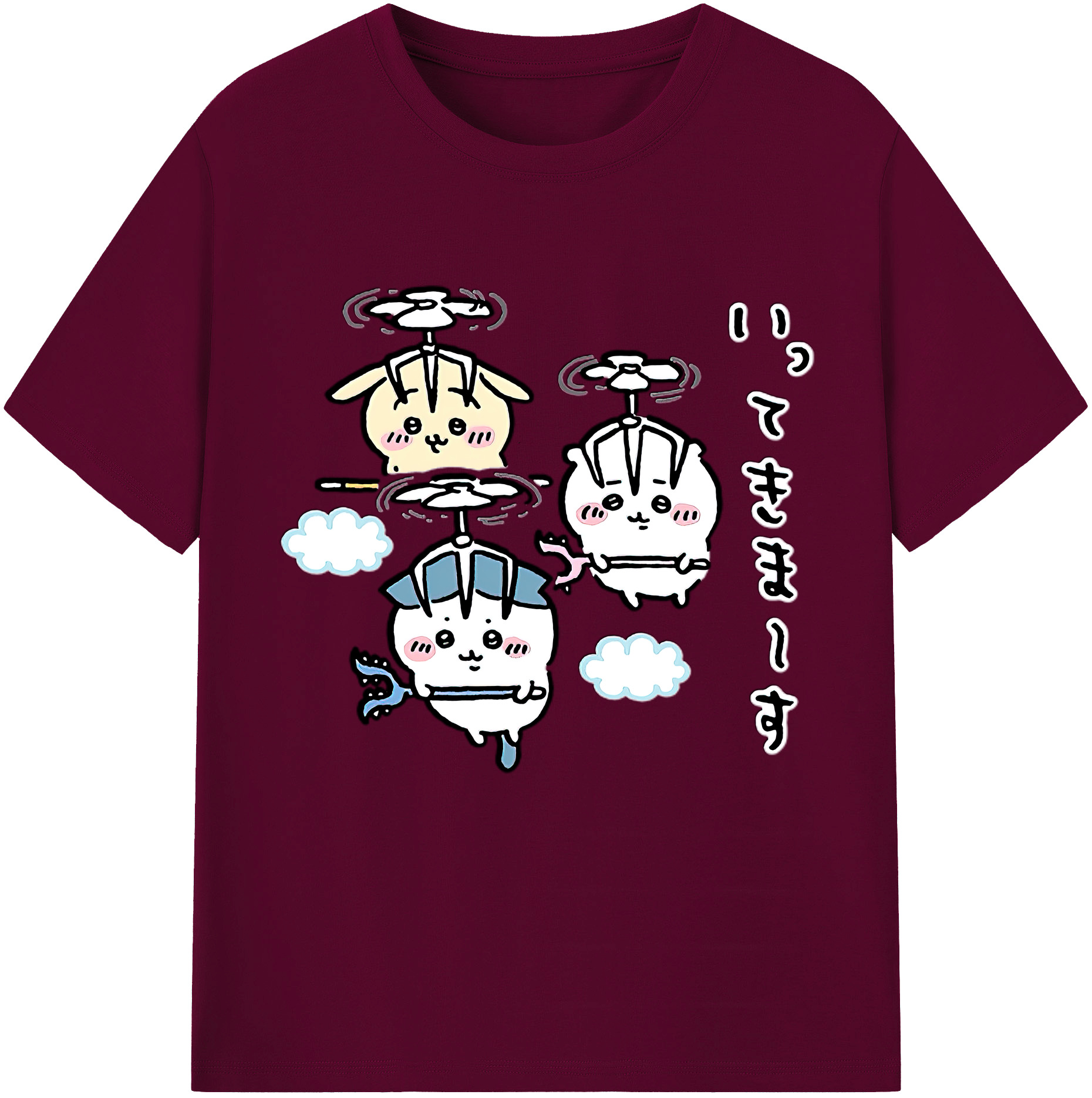 （画像用） ちいかわ ちいかわ Chii-kawa chiikawa レディースカジュアルプリントTシャツ（綿100％）